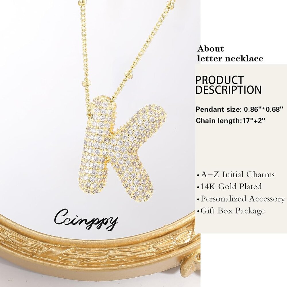 Personalized Chunky Initial Pendant Necklace - El… - image 5